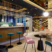 The magnificent lobby of the smart hotel