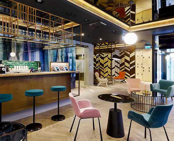 The magnificent lobby of the smart hotel