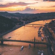 Budapest aerial view, sunset